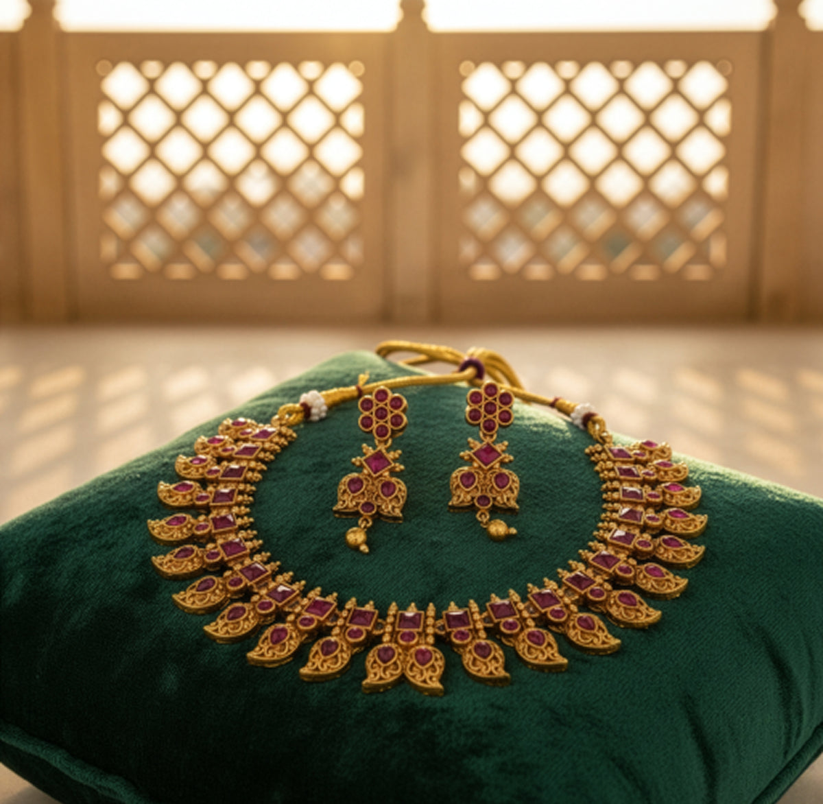 Yellow Chimes gold plated jewellery set - traditional events