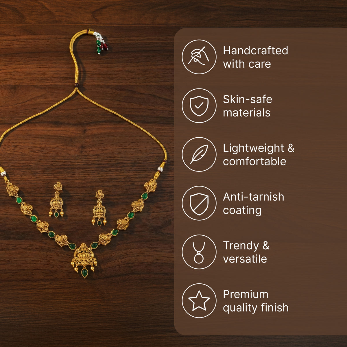 Yellow Chimes temple jewellery set - traditional festive attire