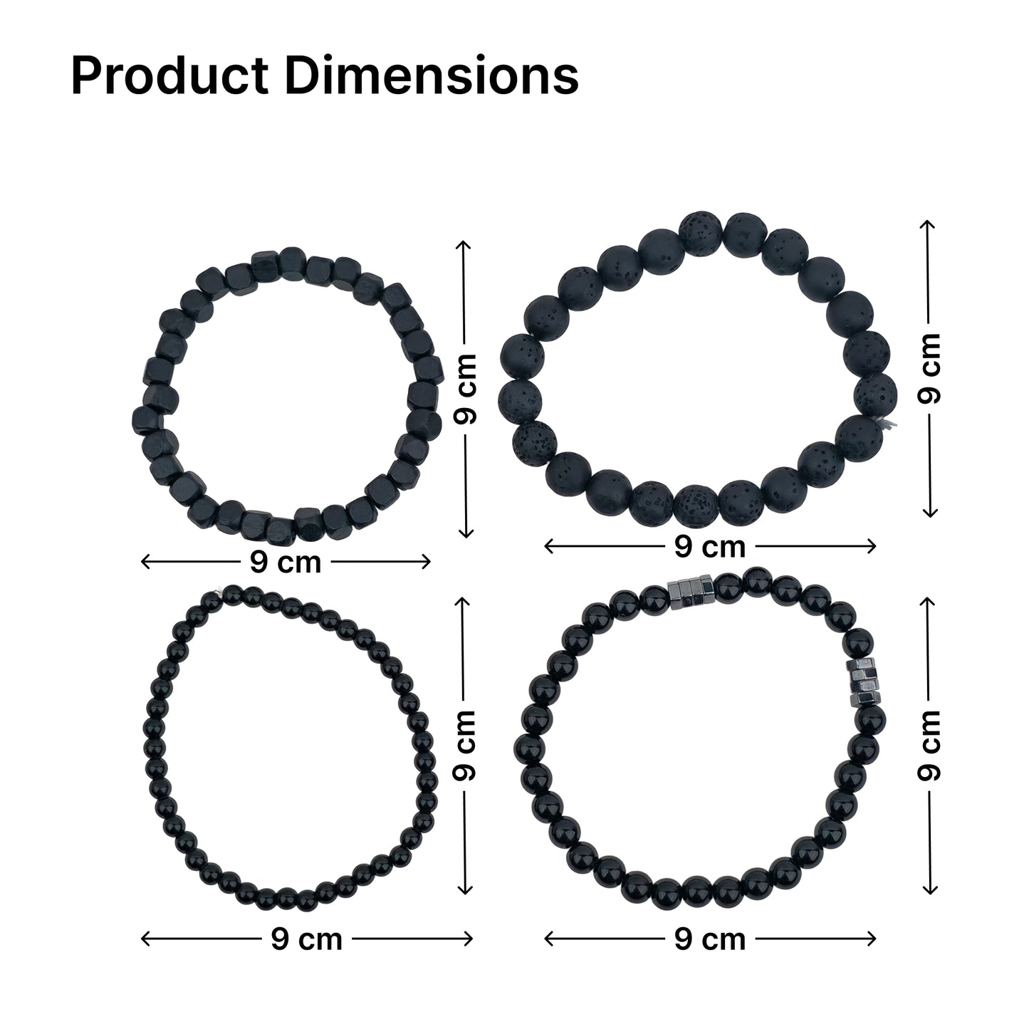 Yellow Chimes mens black beaded bracelet - daily wear fashion accessory