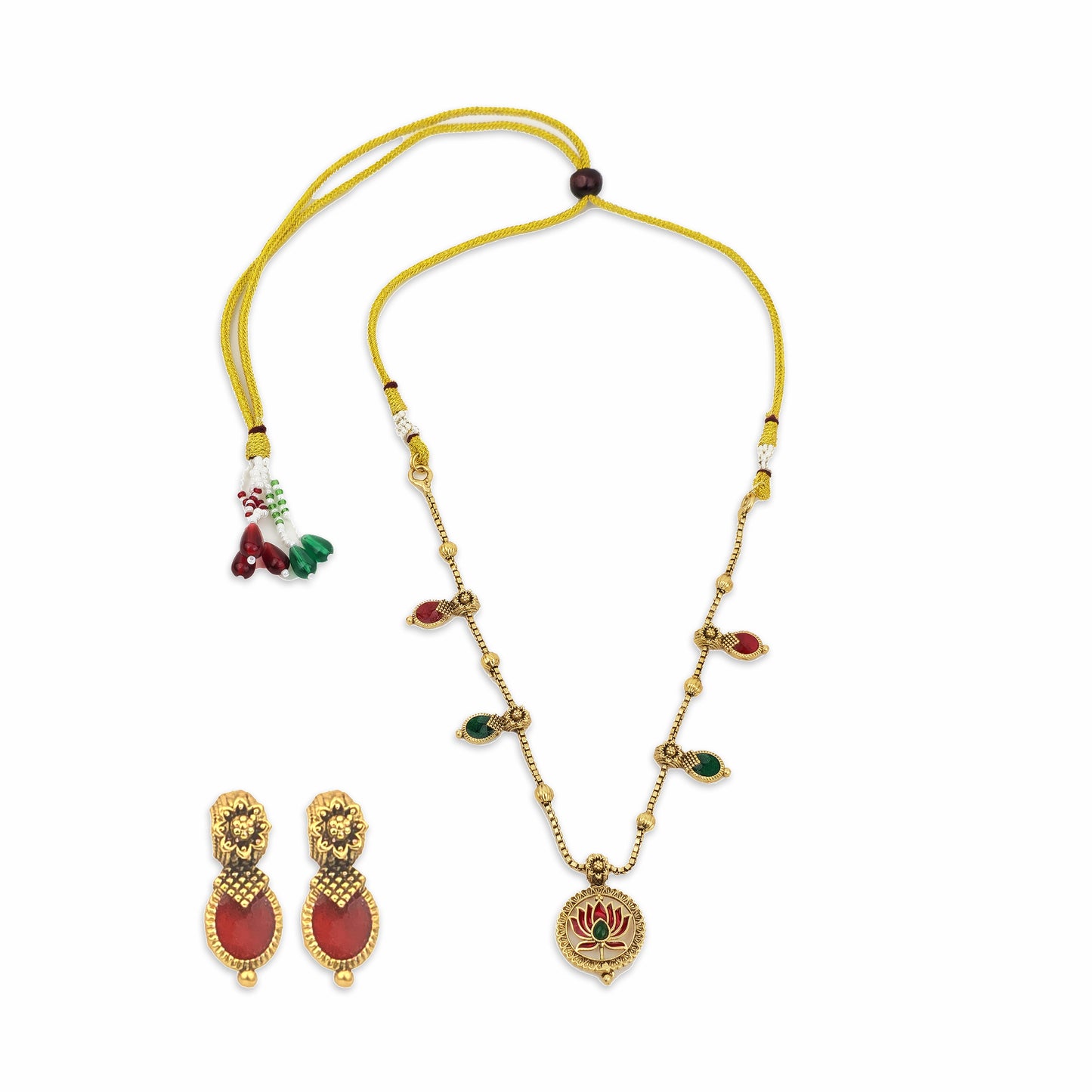 Yellow Chimes traditional necklace set - Graceful gift for women