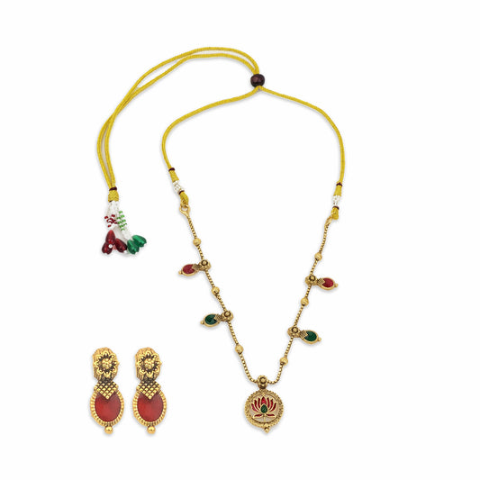 Yellow Chimes traditional necklace set - Graceful gift for women