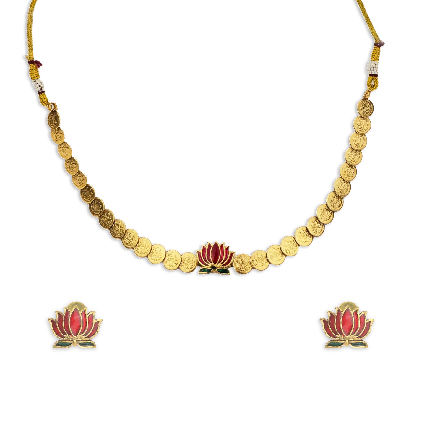 Yellow Chimes Enamel Coin Jewellery - Festive Outfit Enhancer