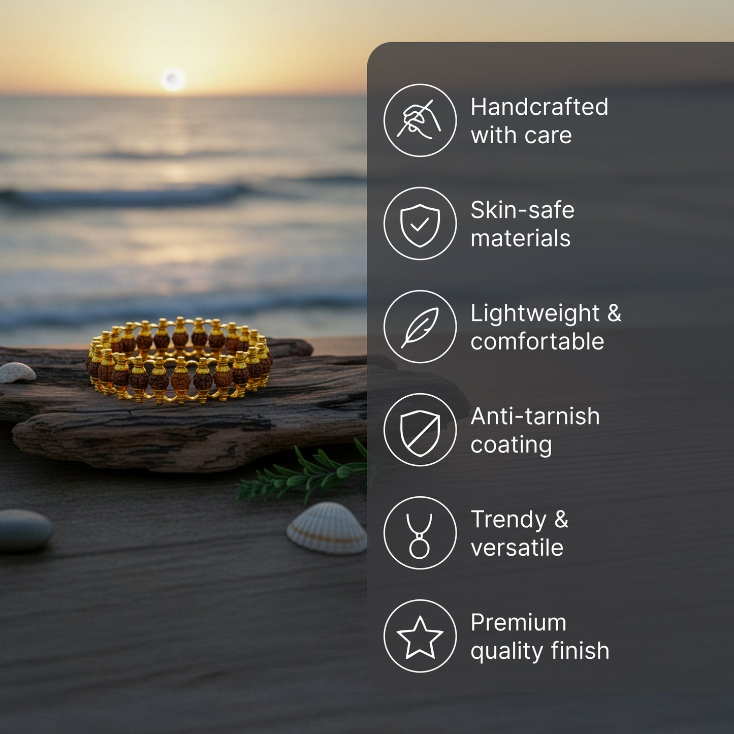 Yellow Chimes gold plated rudraksha bracelet - men's fashion accessory