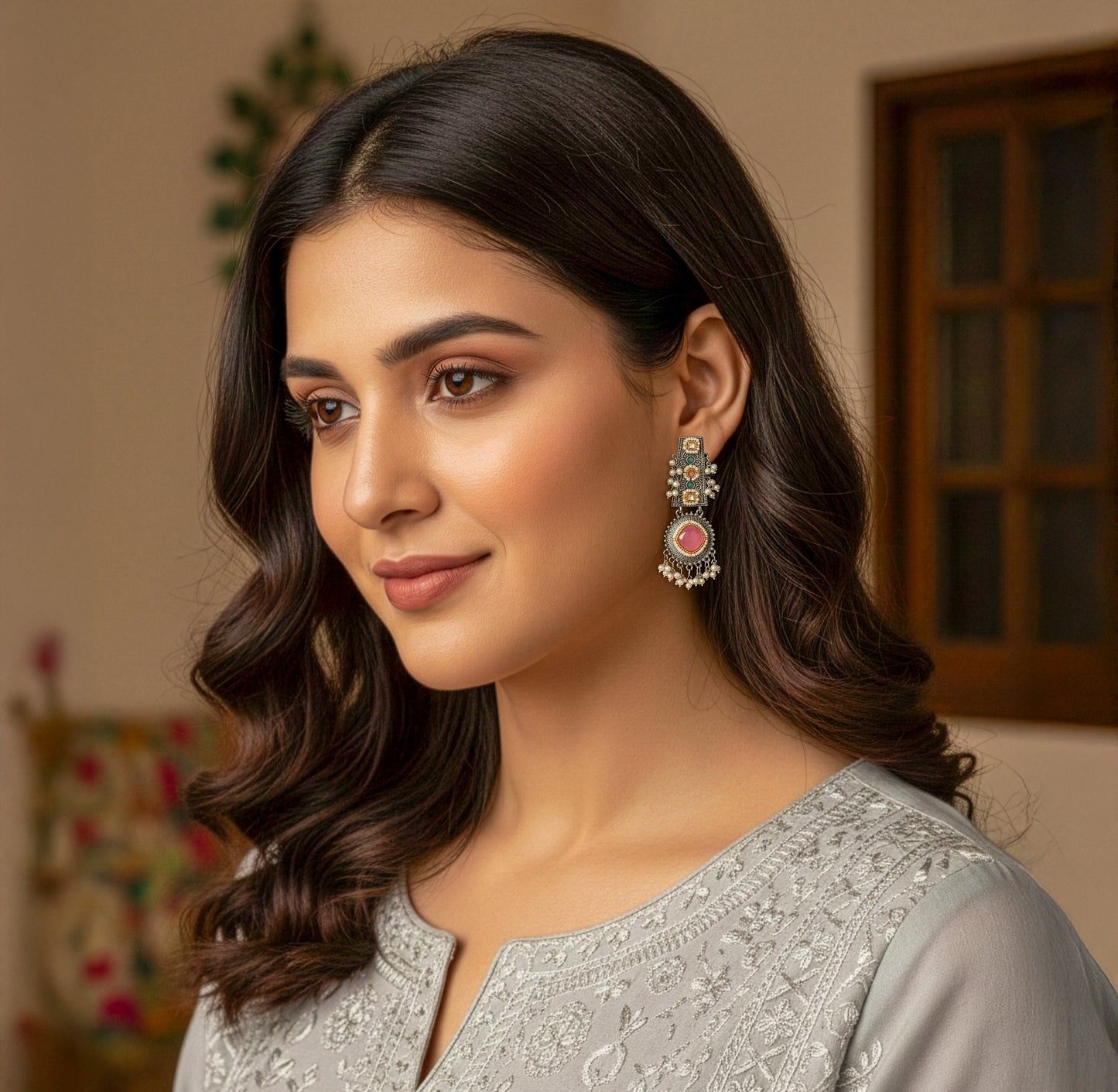 Yellow Chimes traditional earrings - Ideal for festive occasions