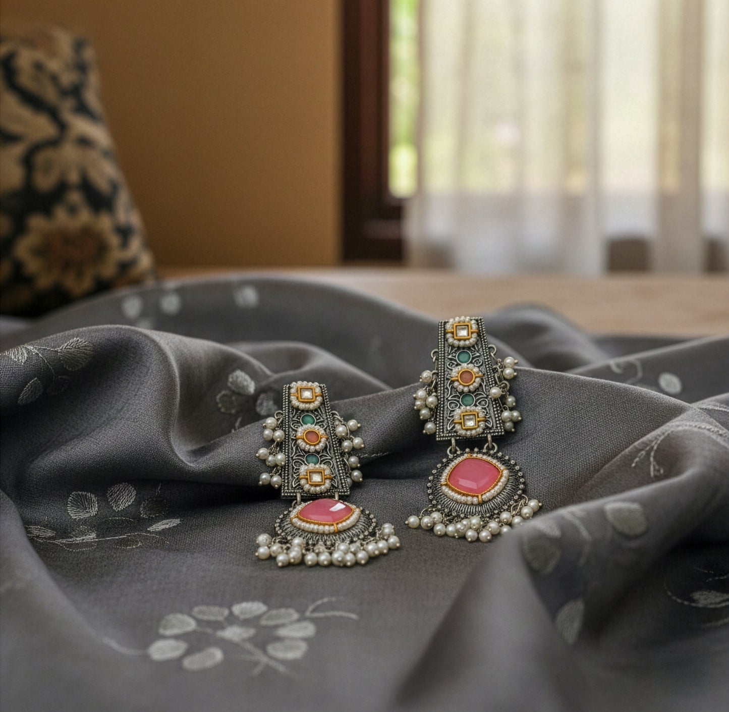 Yellow Chimes silver drop earrings - Perfect for party outfits