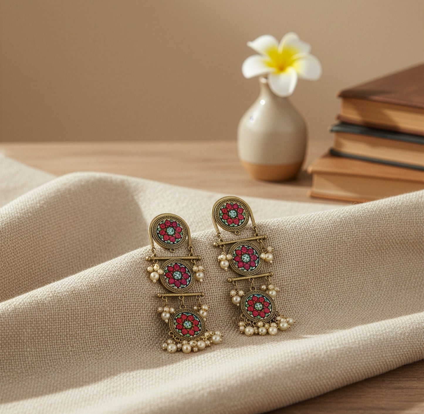 Yellow Chimes floral design earrings - elegant for weddings