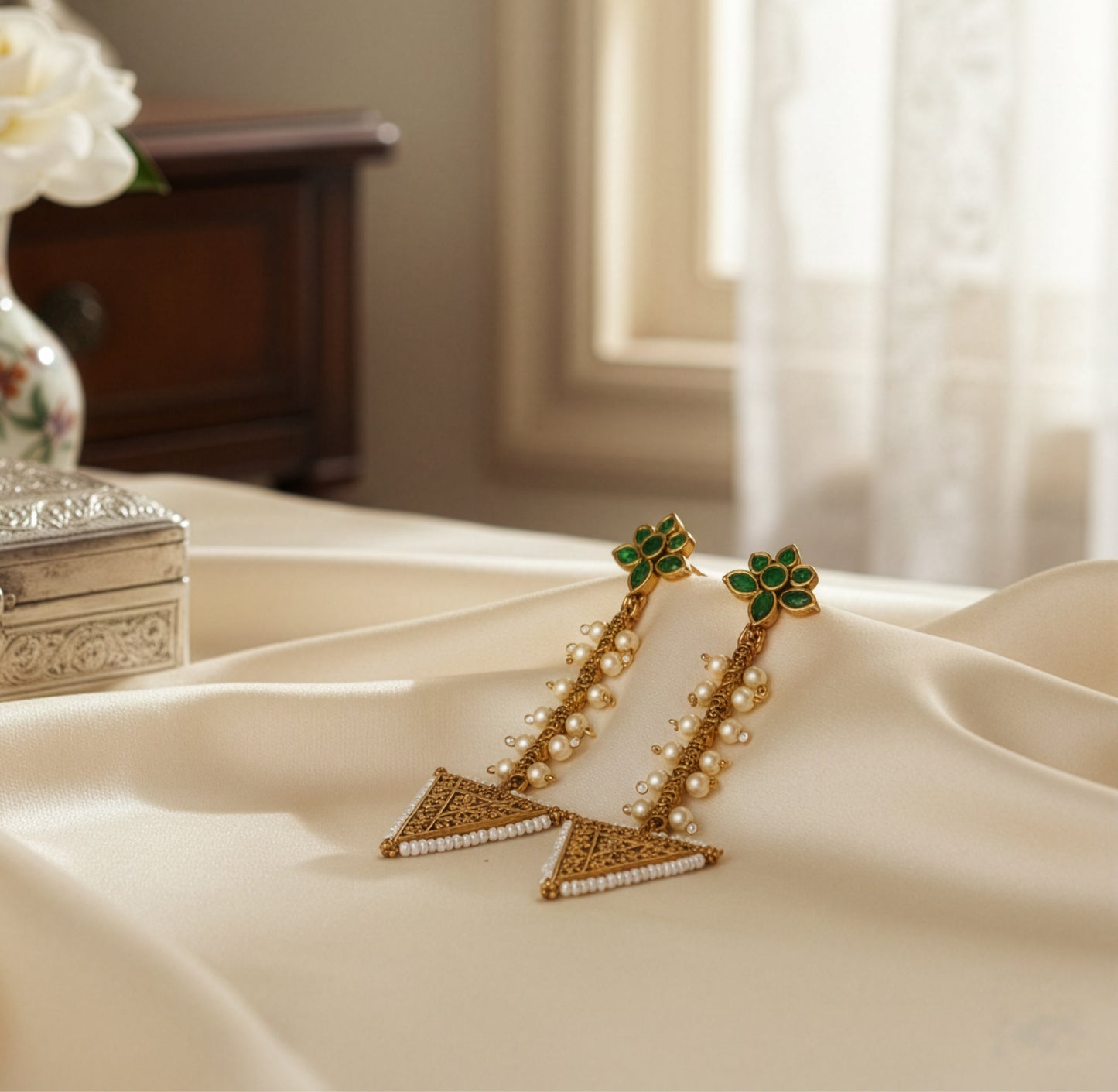 Yellow Chimes gold long drop earrings - trendy fashion statement