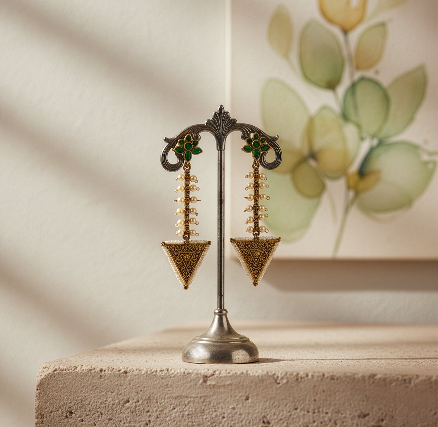 Yellow Chimes geometric earrings - for casual outings