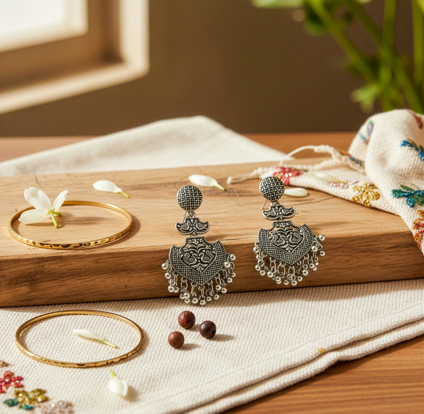 Yellow Chimes high-quality brass earrings - unique design