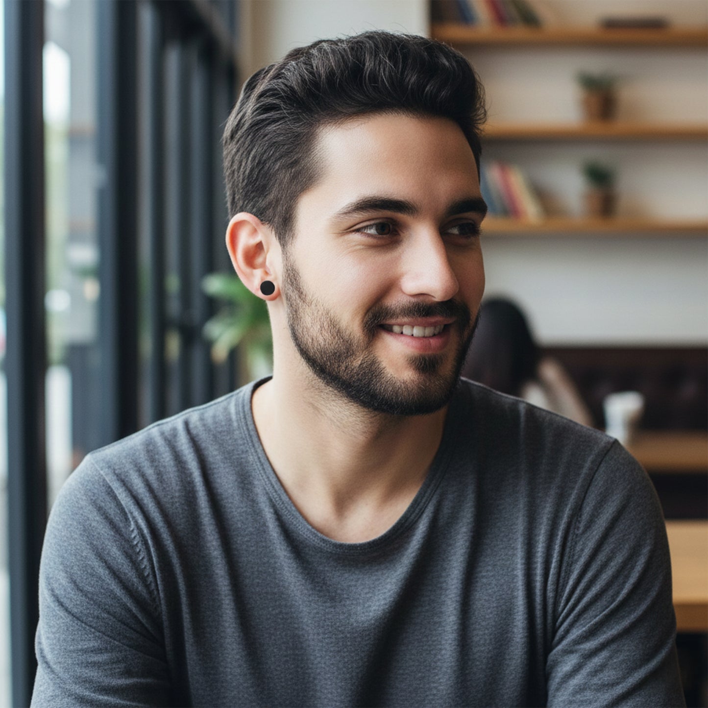 Yellow Chimes black earrings for men - Elegant anniversary gift