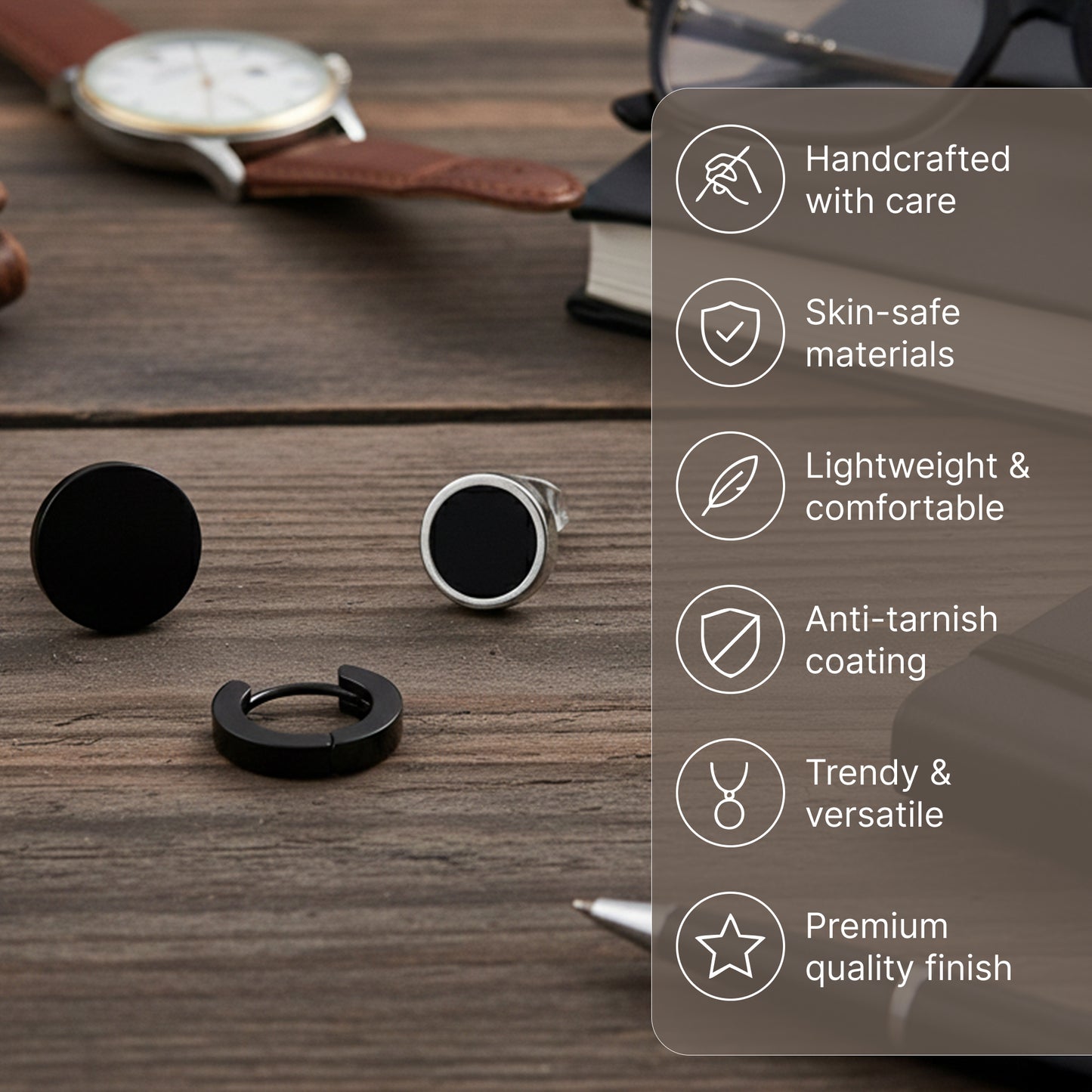 Yellow Chimes black stud earrings - Casual outing accessory