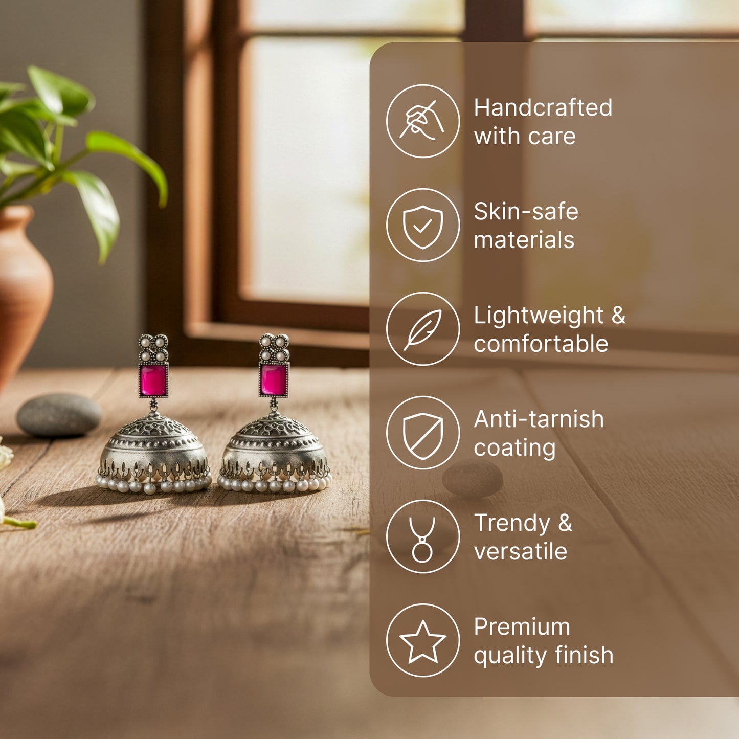 Yellow Chimes oxidised silver jhumka earrings - festive outing