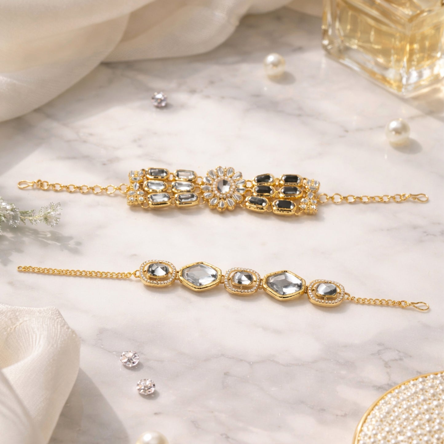 Yellow Chimes kundan bracelet - accessory for special occasions