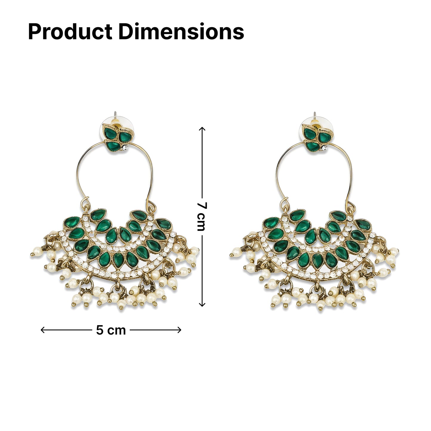 Yellow Chimes Kundan earrings - lightweight daily wear
