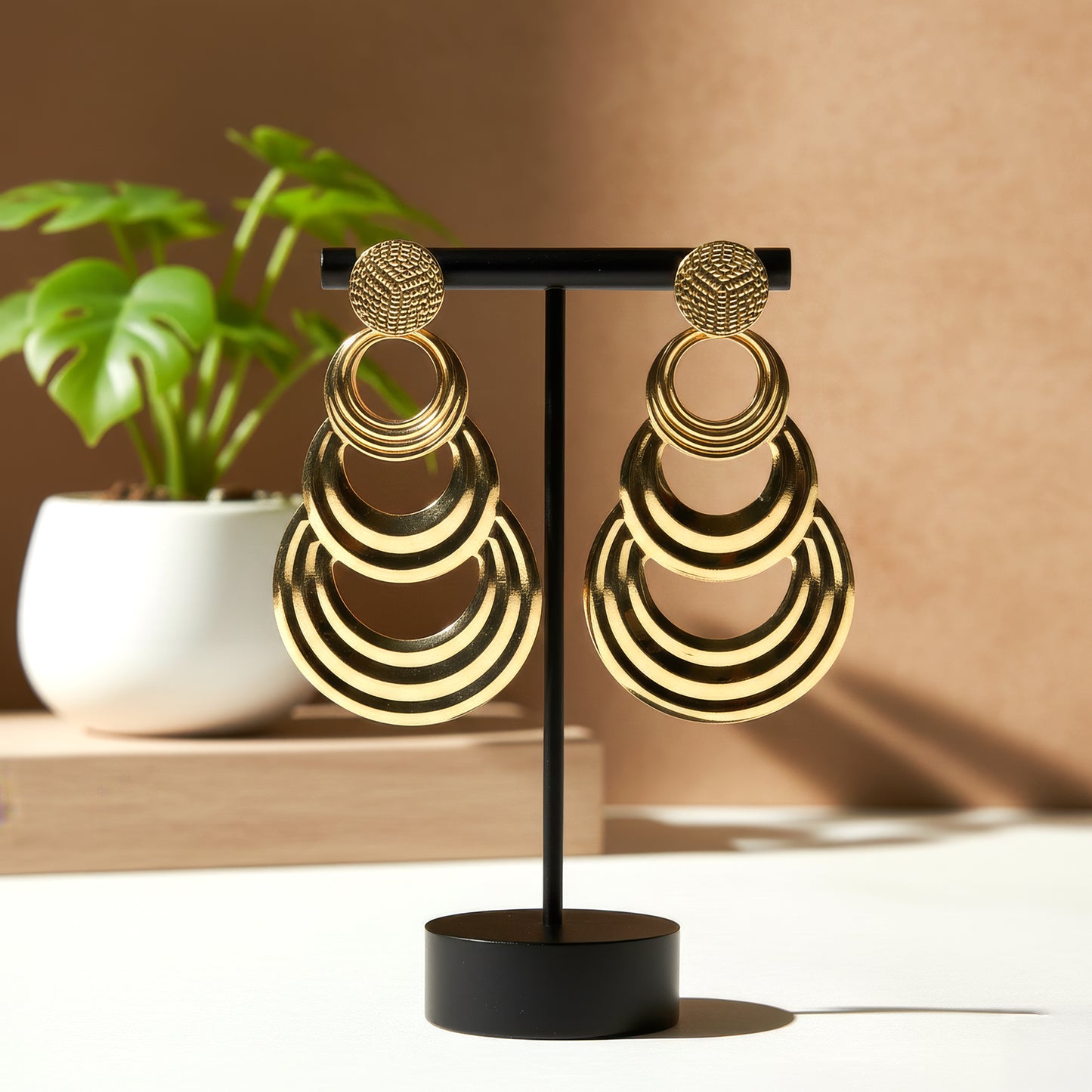 Yellow Chimes gold plated earrings - stylish for parties