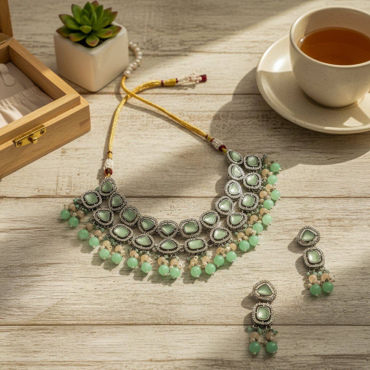 Yellow Chimes necklace and earrings set - ideal birthday gift