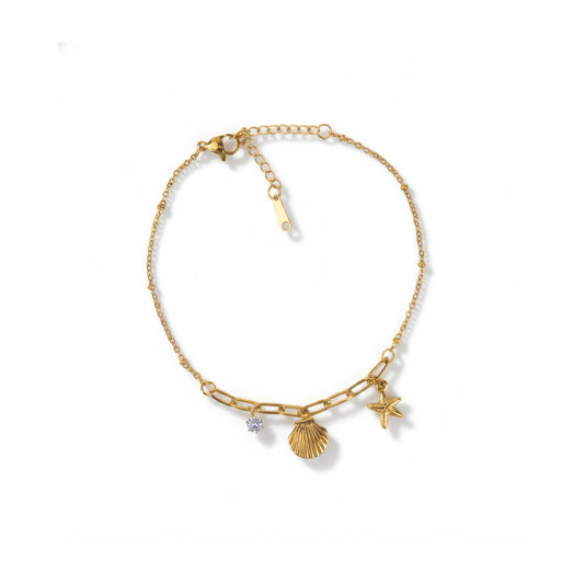 Yellow Chimes Gold Anklet - Unique Coastal Design