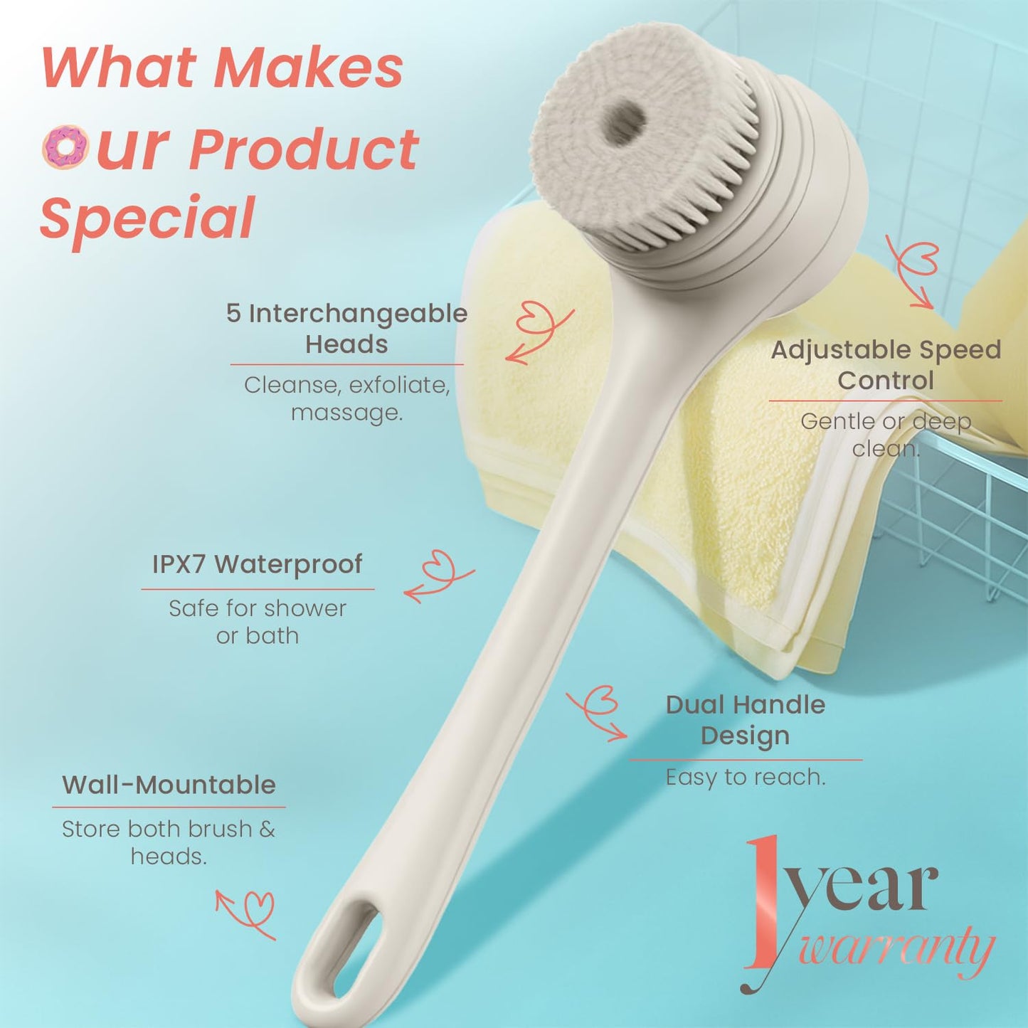 Waterproof electric scrubber - bathroom routine