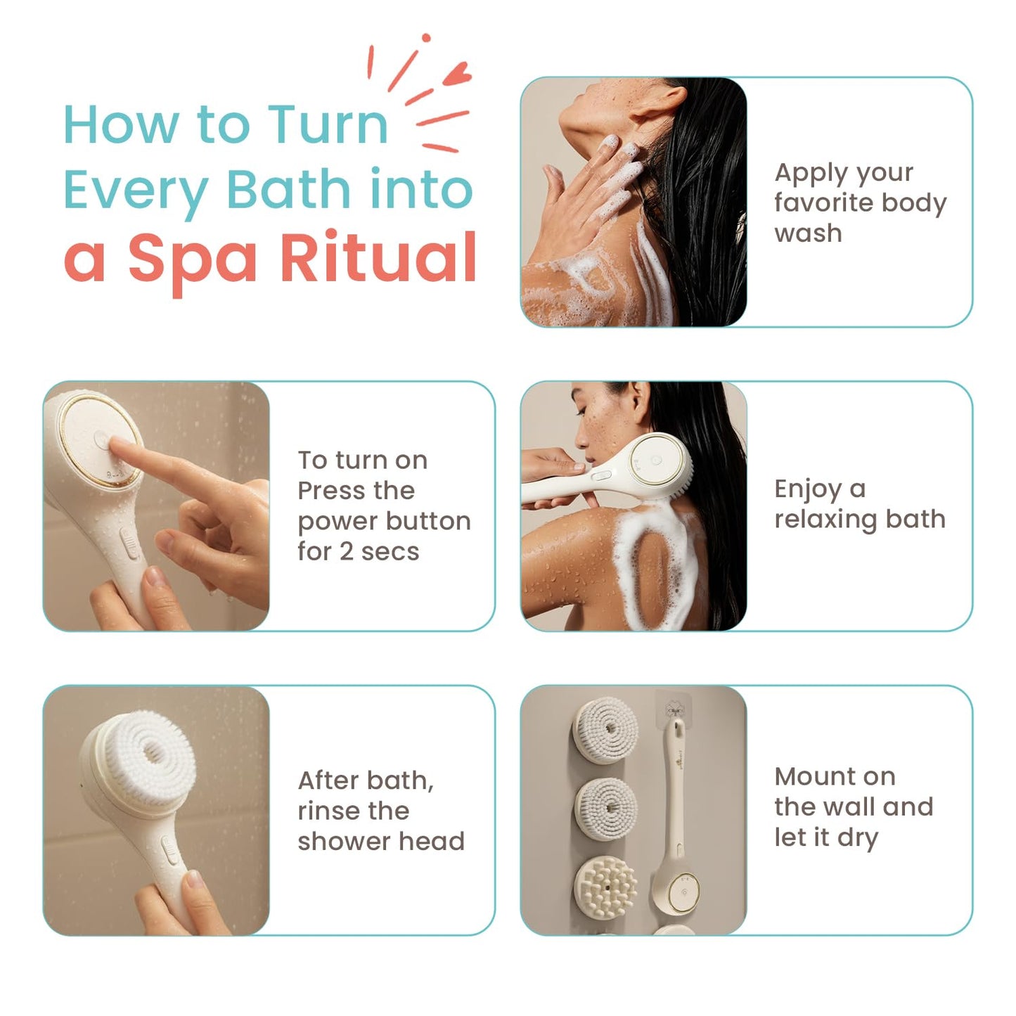 Electric bath brush - shower use