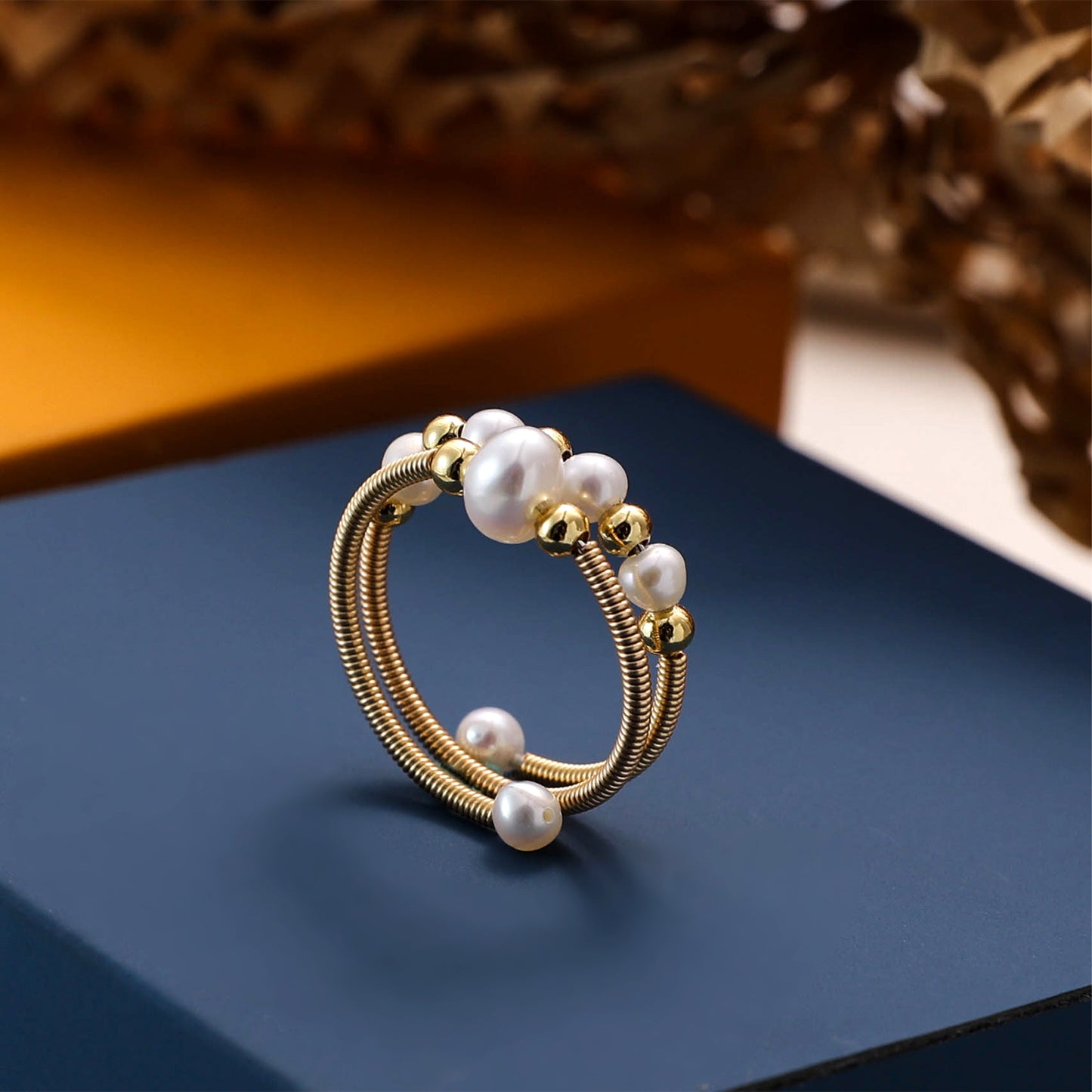 Yellow Chimes pearl wrap ring - sophisticated jewellery for special occasions