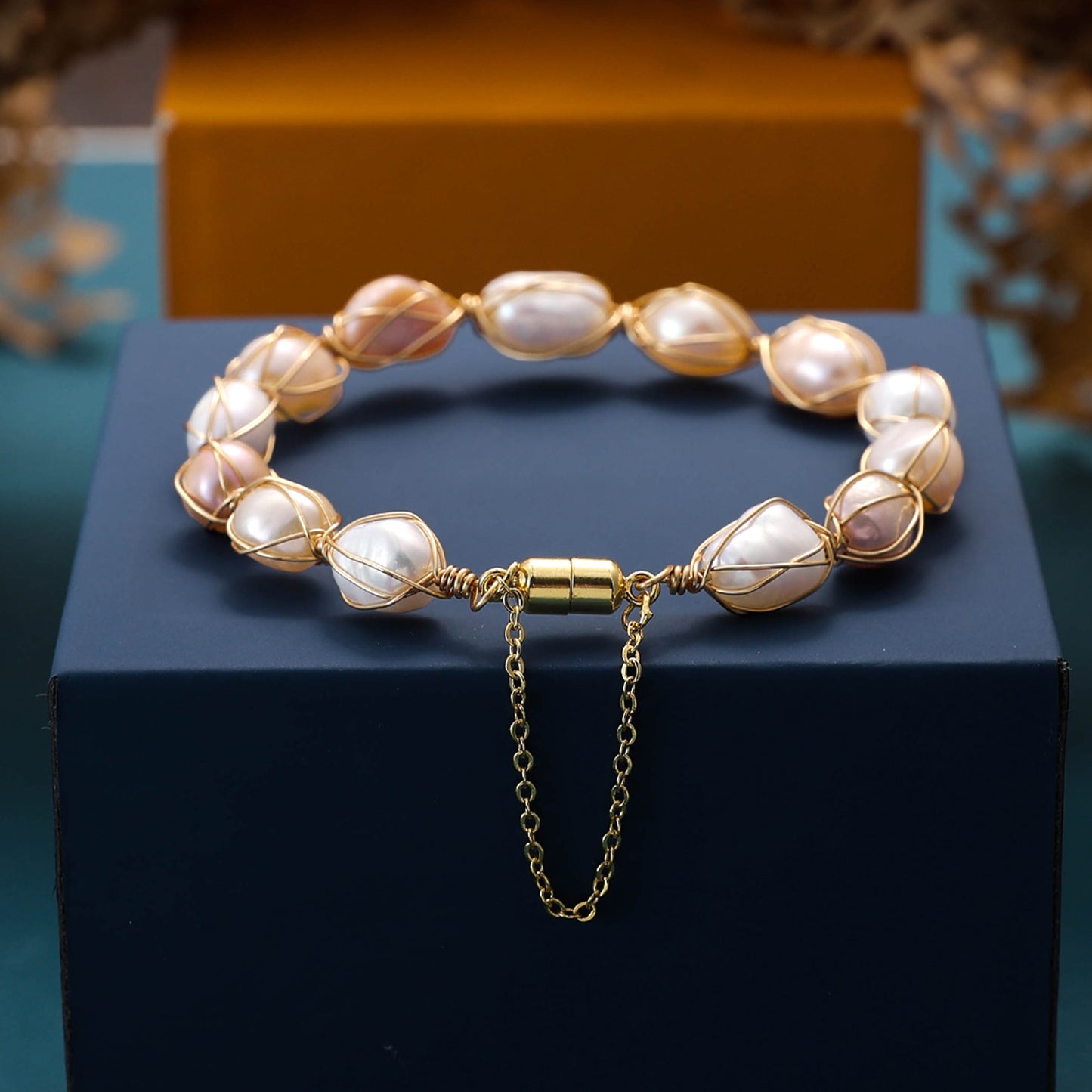 Yellow Chimes adjustable pearl bracelet - comfortable fit for all