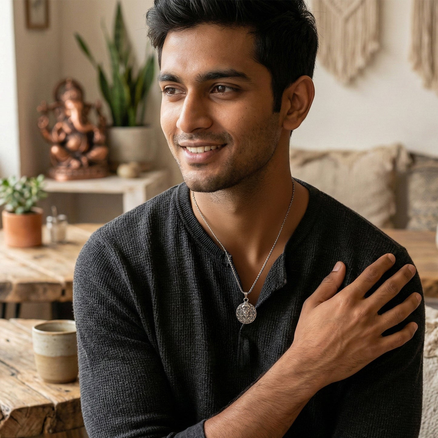 Yellow Chimes Lord Hanuman Pendant - Charm for temple visits