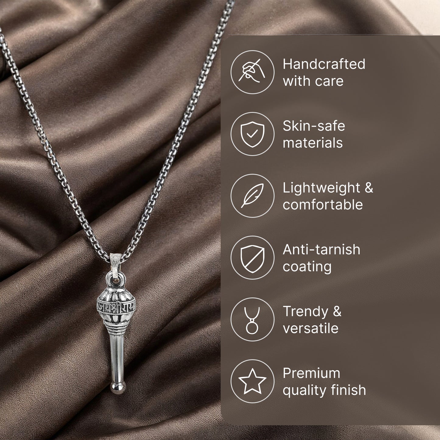 Yellow Chimes Jai Shree Ram Gada Pendant - Spiritual Jewelry Style