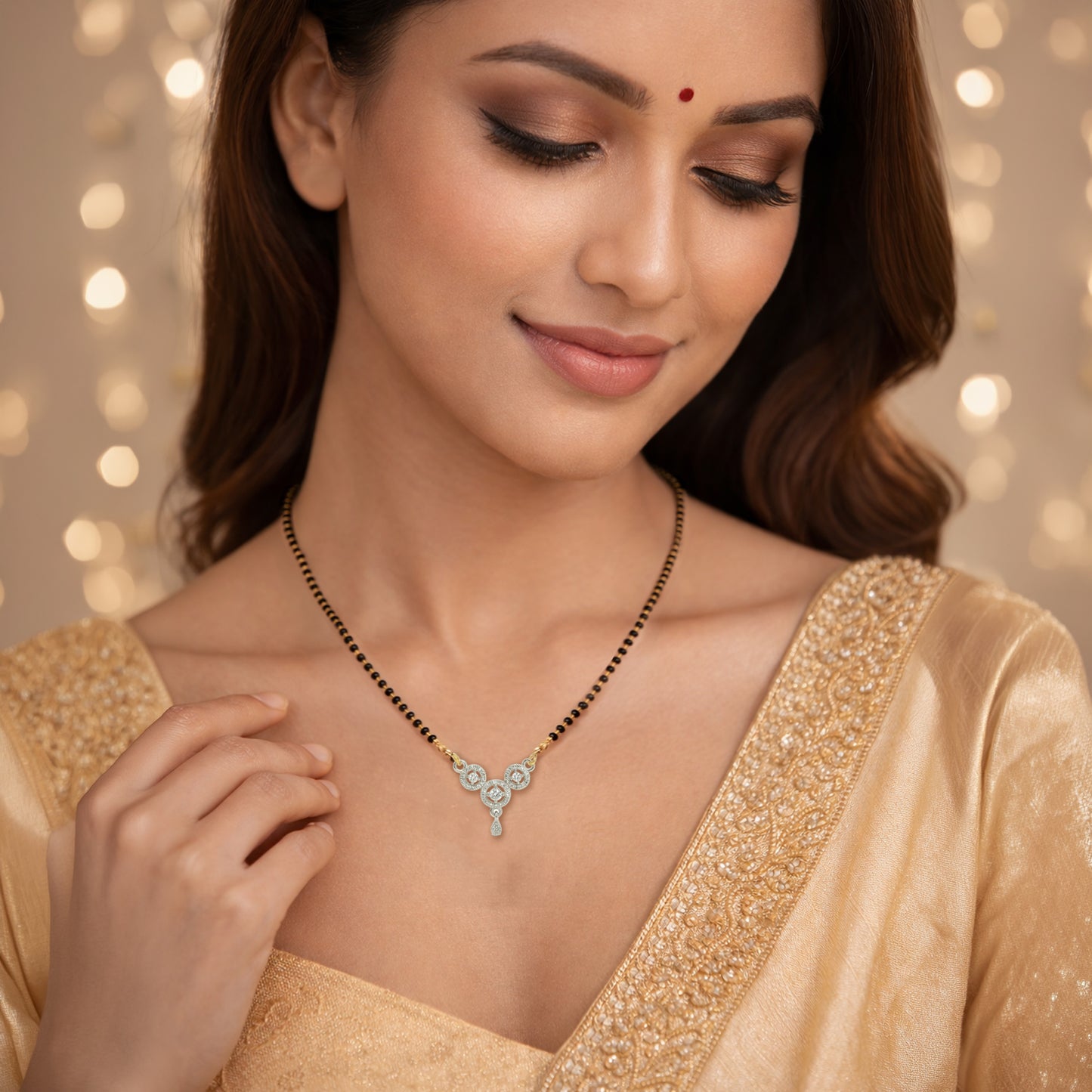 Yellow Chimes black beads mangalsutra - traditional attire