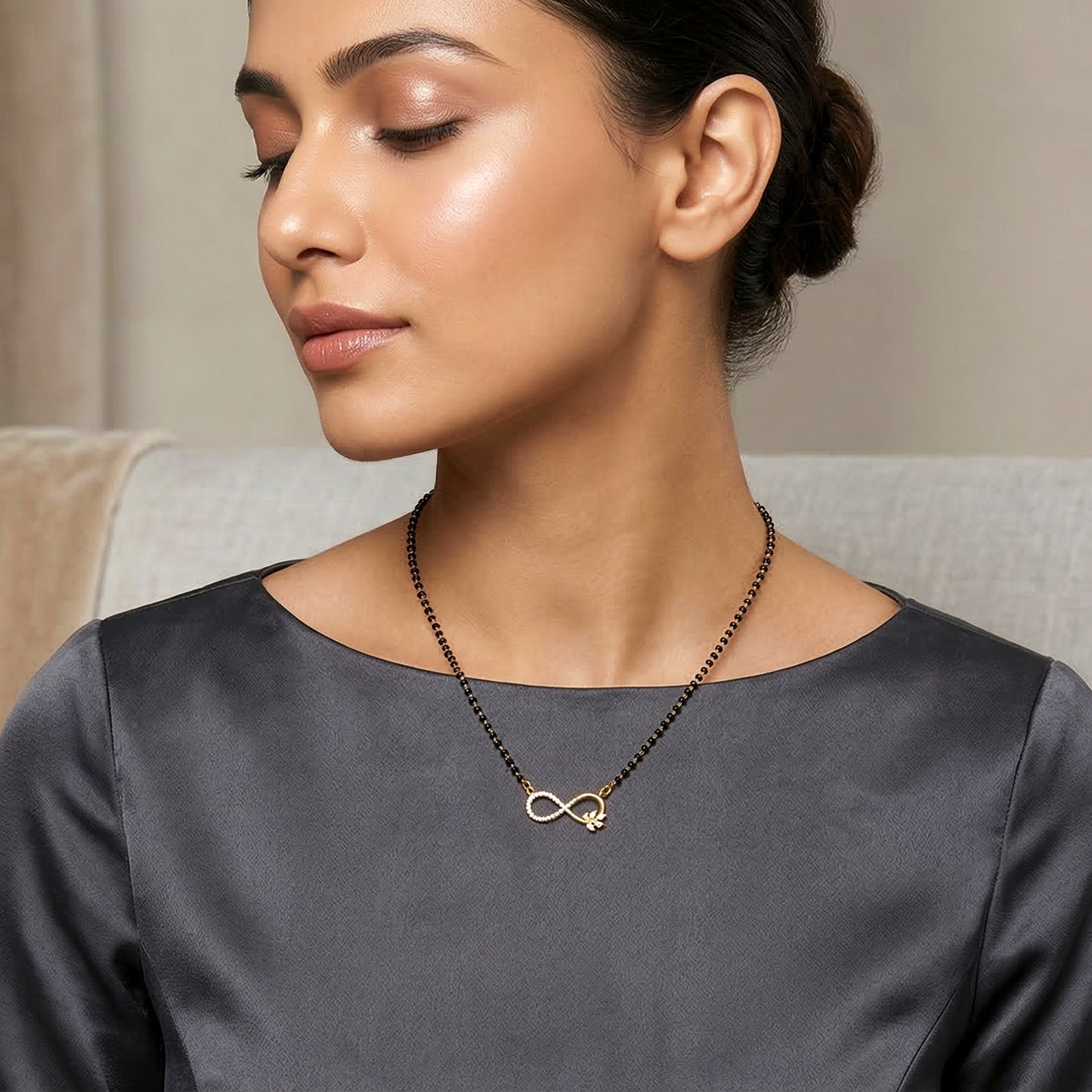 Yellow Chimes elegant mangalsutra - festival celebrations