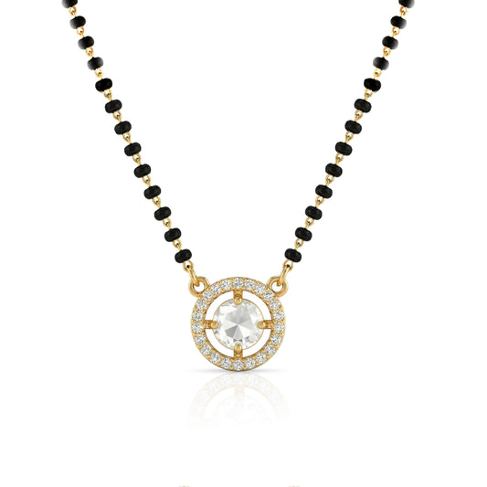 Yellow Chimes mangalsutra - Crystal halo pendant necklace