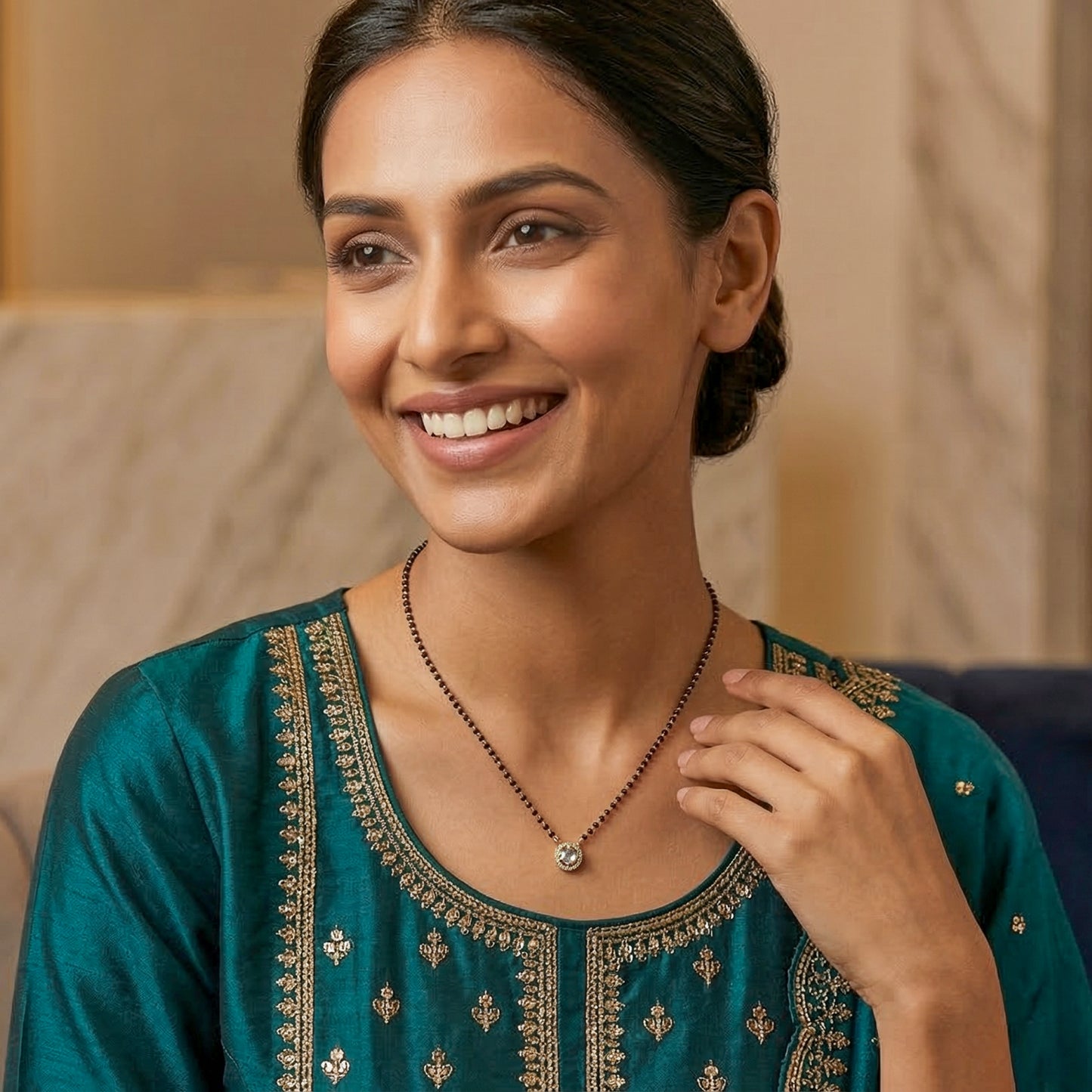 Yellow Chimes mangalsutra - Gold tone elegant jewelry