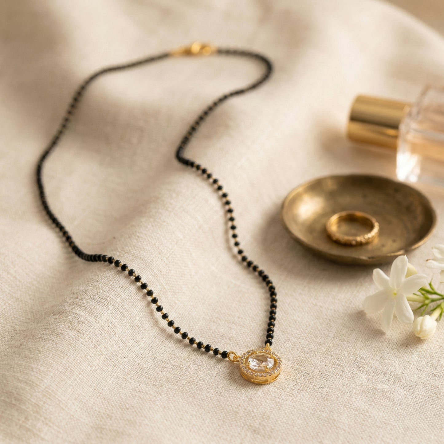 Yellow Chimes mangalsutra - Traditional black beads chain