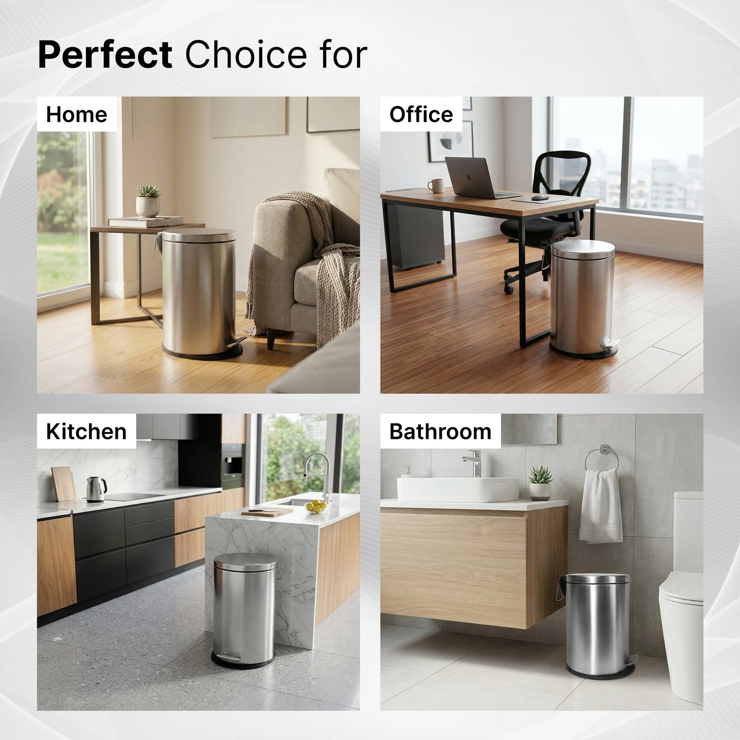 Stainless Steel Pedal Dustbin - Bathroom trash disposal