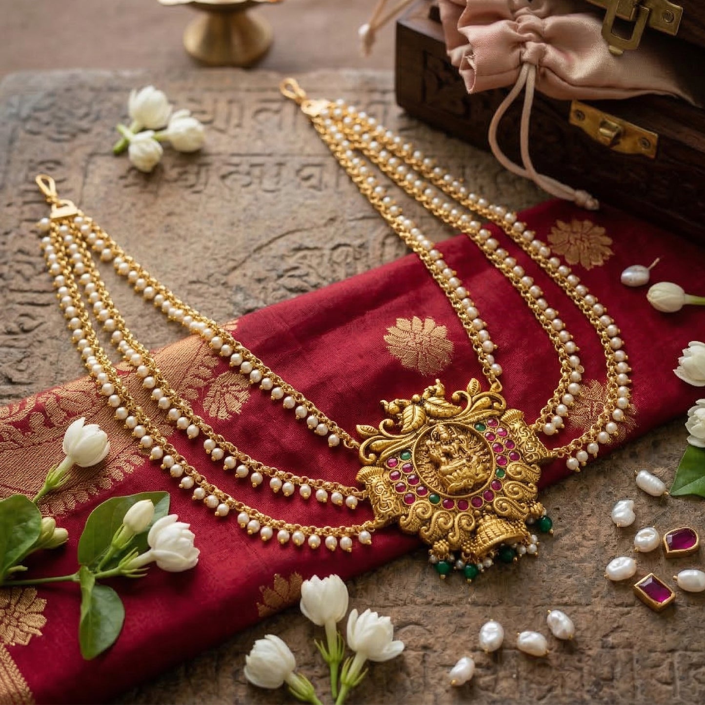 Yellow Chimes Kundan juda pin - ethnic bridal jewelry