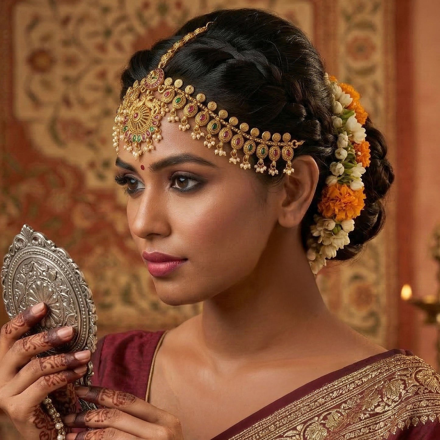 Yellow Chimes pearl drop hair accessory - festive celebration