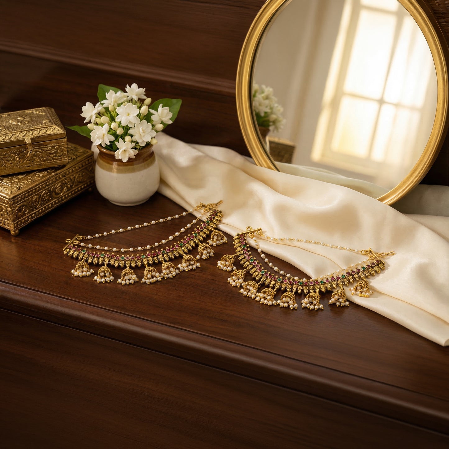 Yellow Chimes Ghungroo Ear Chain - Festive celebration accessory