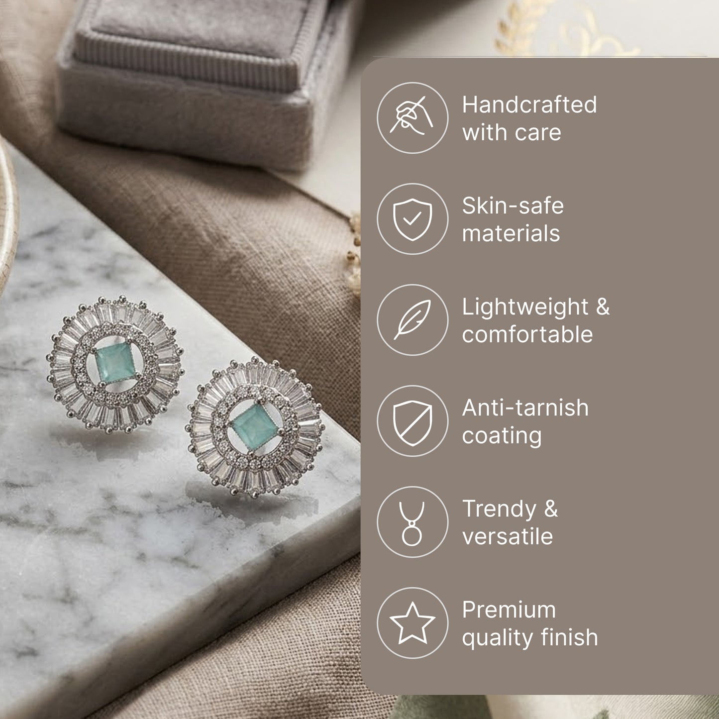 Yellow Chimes mint green stone earrings - party wear