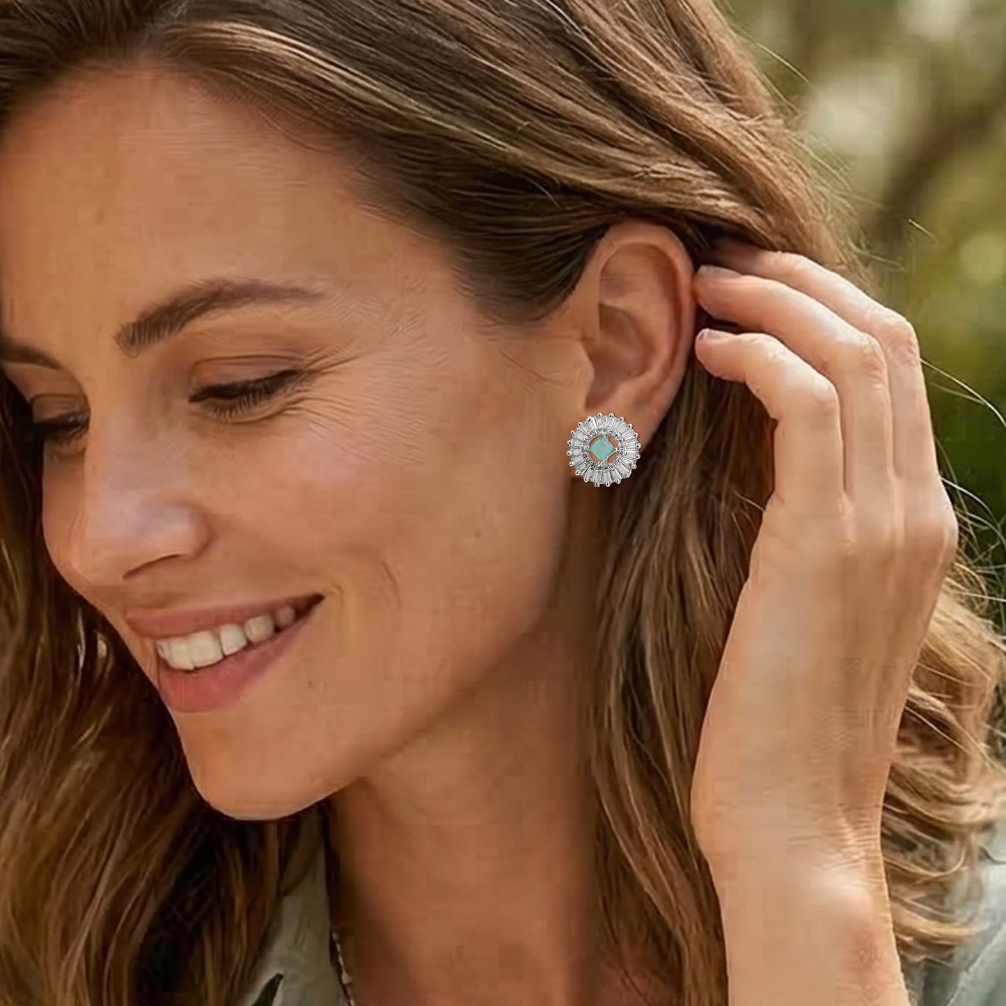 Yellow Chimes green stone earrings - birthday gift