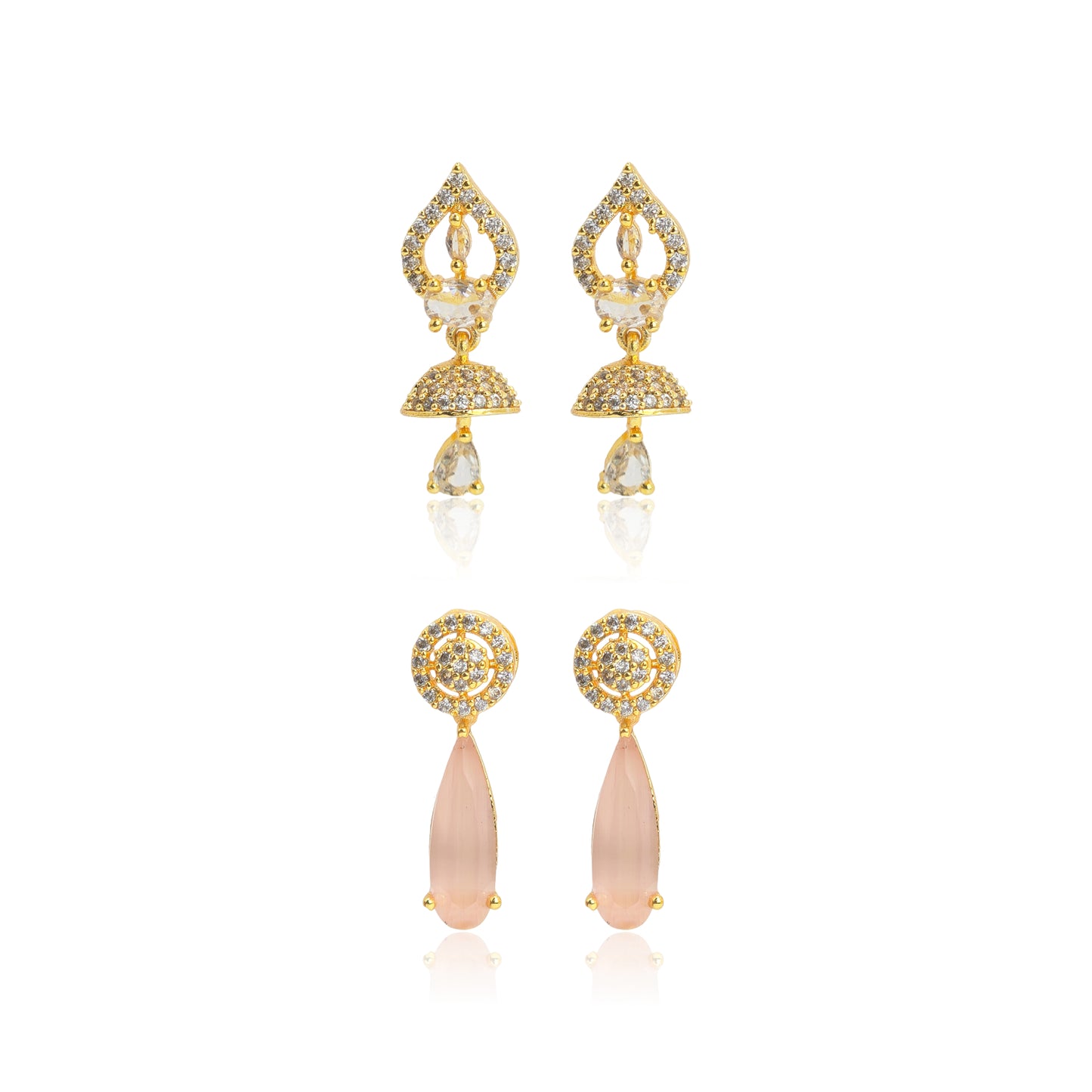 Yellow Chimes Pink Teardrop Earrings - Casual Wear