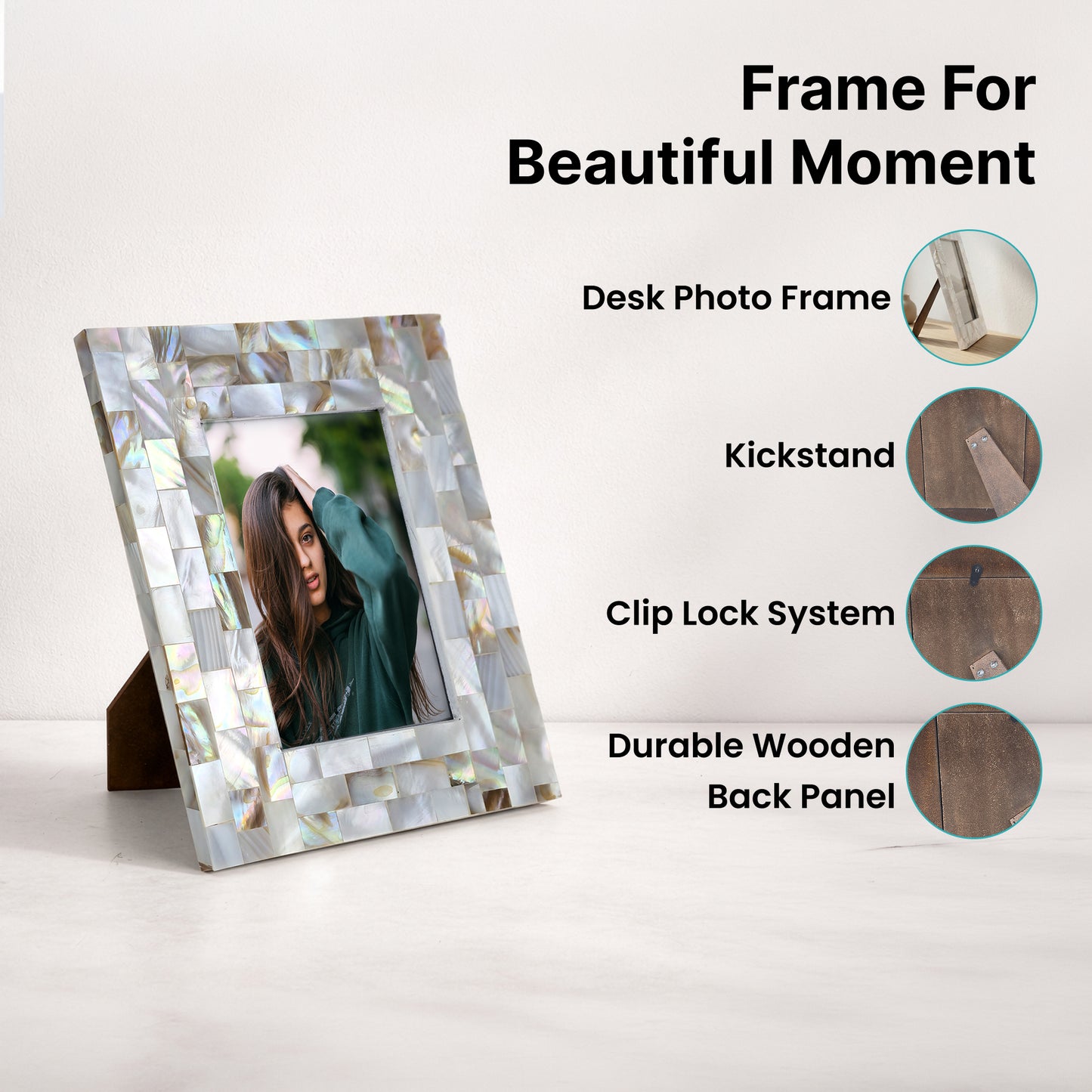 The Better Home Mother of Pearl Gold Photo Frame - showcasing family photos