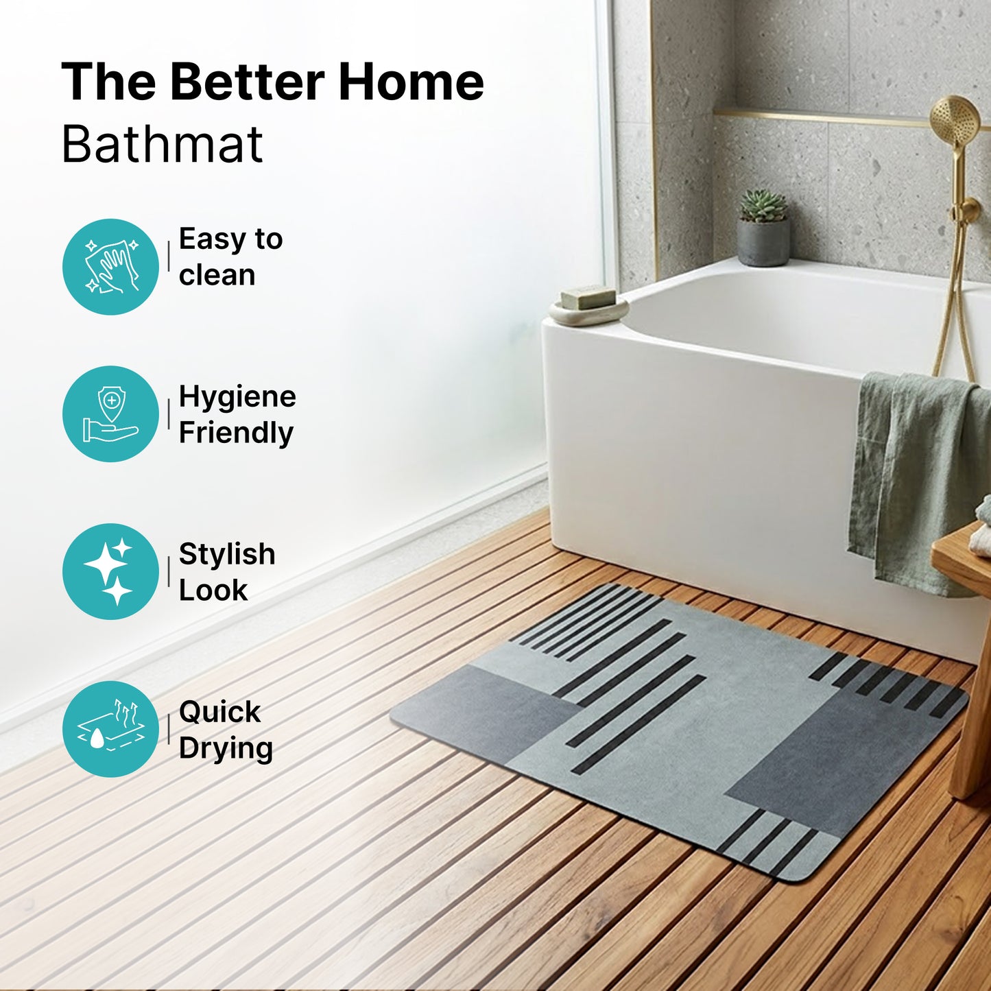 The Better Home bath mat - Quick-dry moisture management