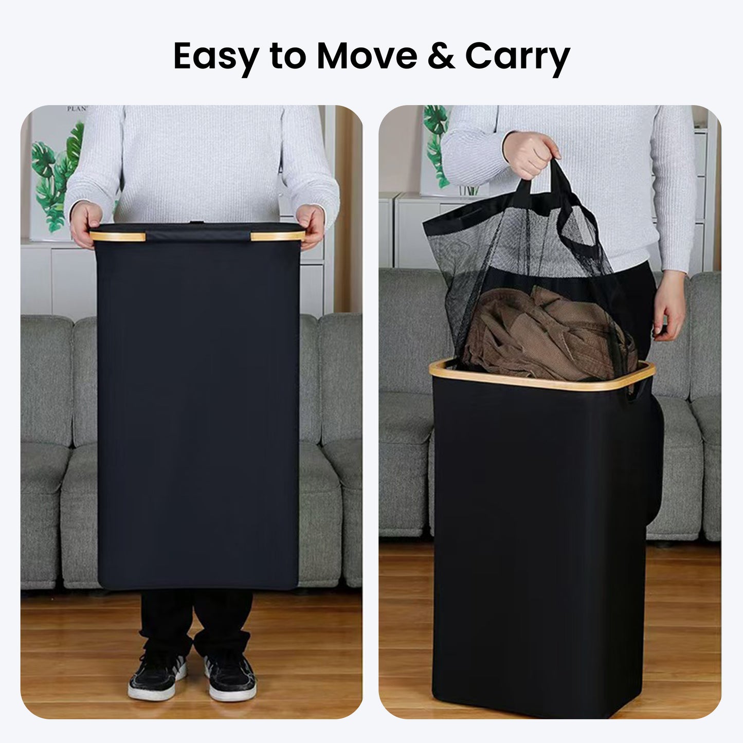 The Better Home foldable black laundry basket - stylish design
