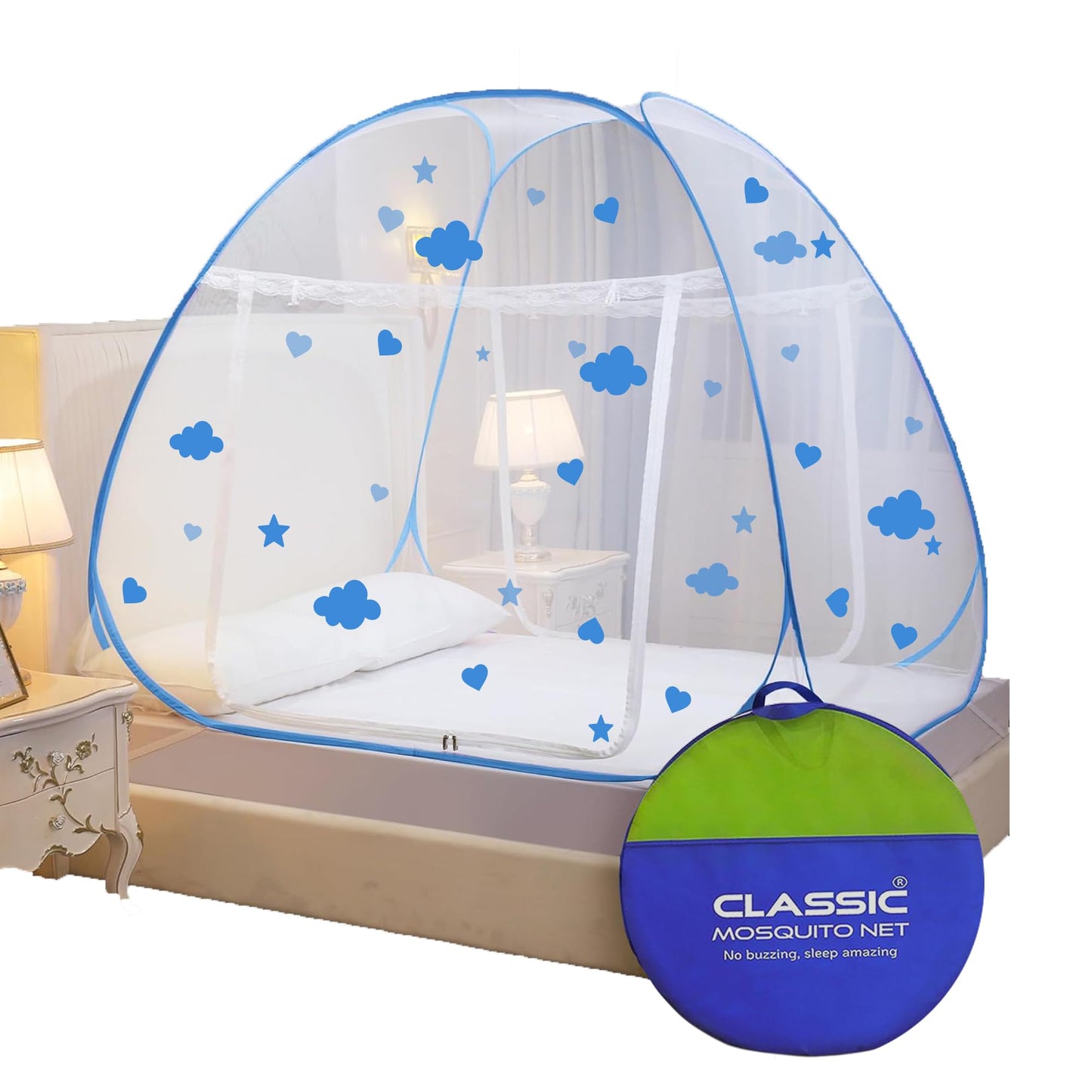 Classic Mosquito Net - Cloud and heart pattern
