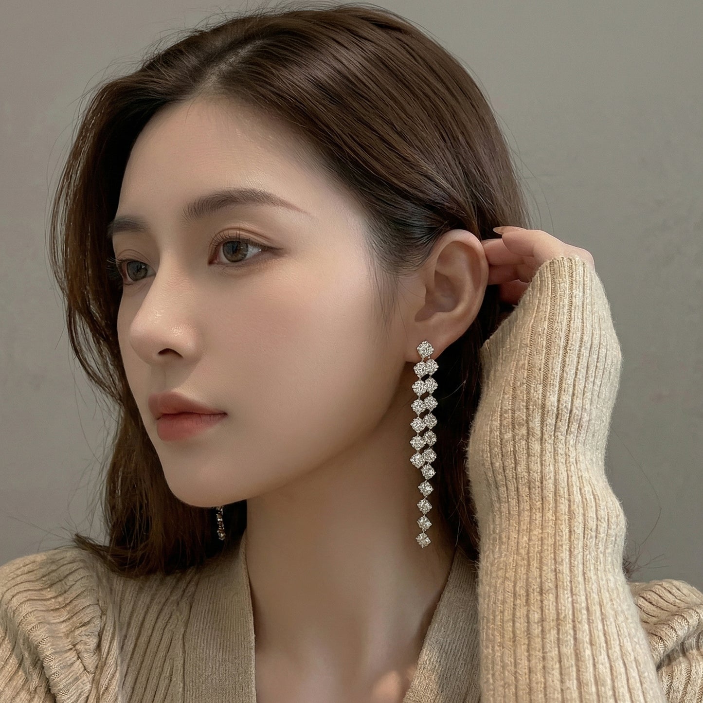 Yellow Chimes crystal chain earrings - lightweight fashion jewelry