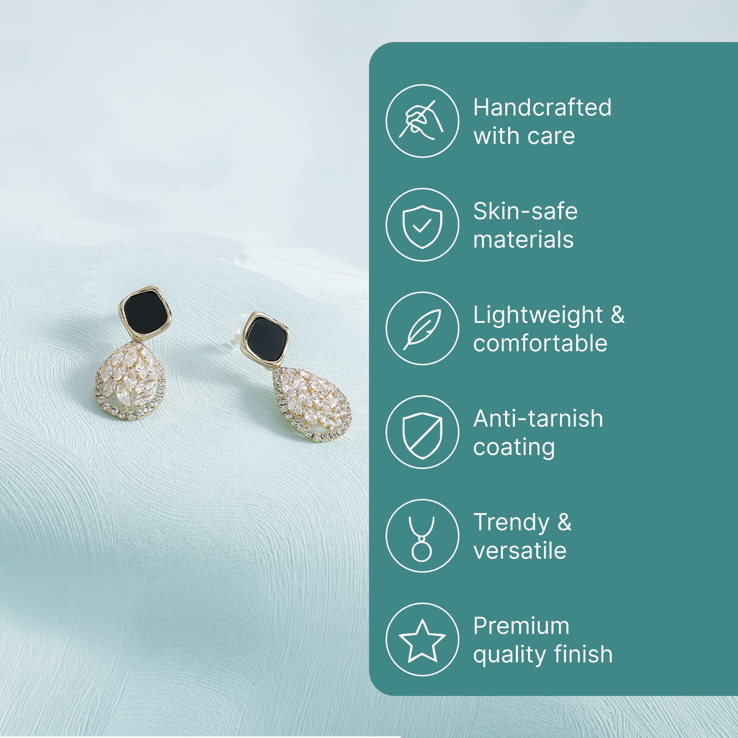 Yellow Chimes gold plated teardrop earrings - Party wear accessory