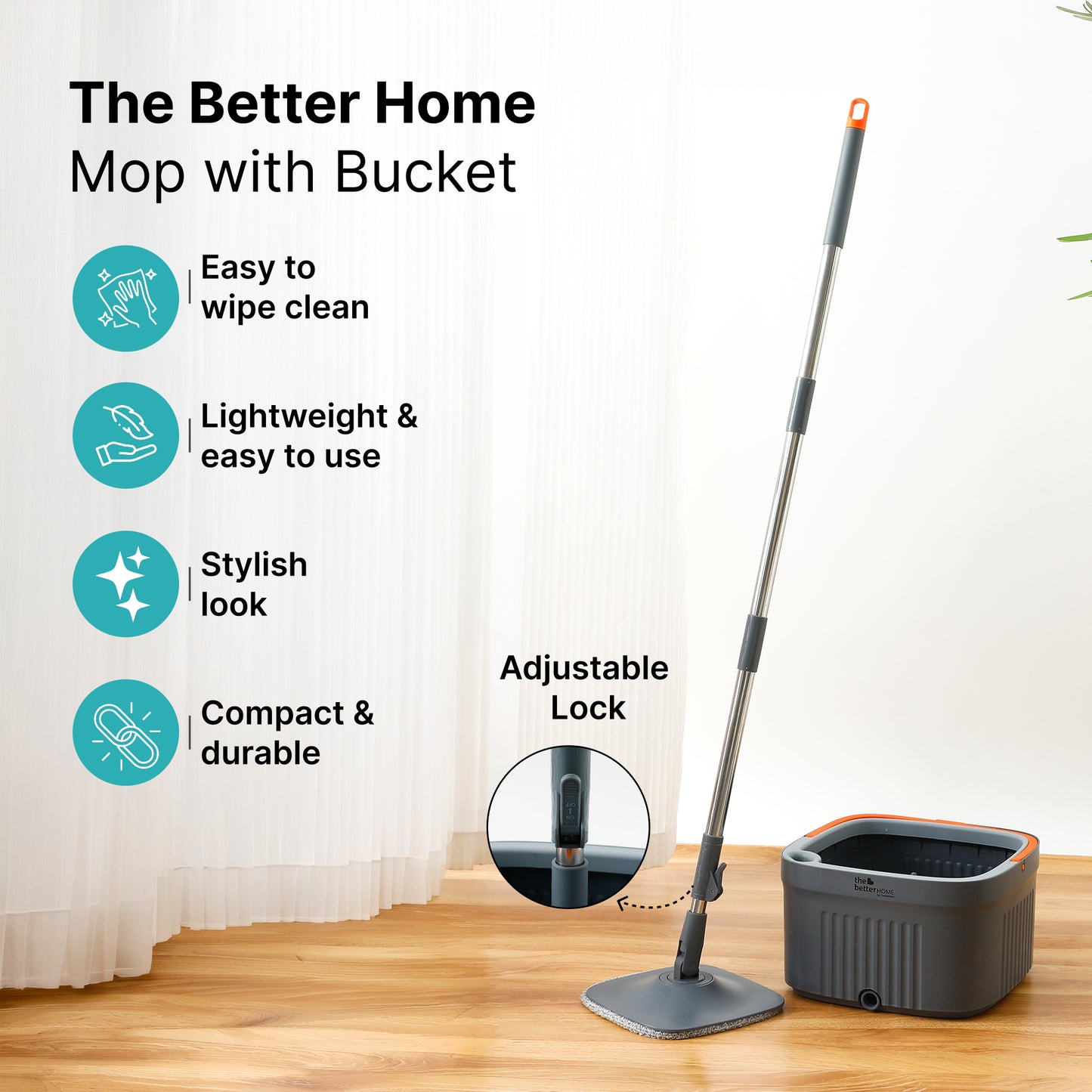 The Better Home mop bucket - Hygienic wringing system included