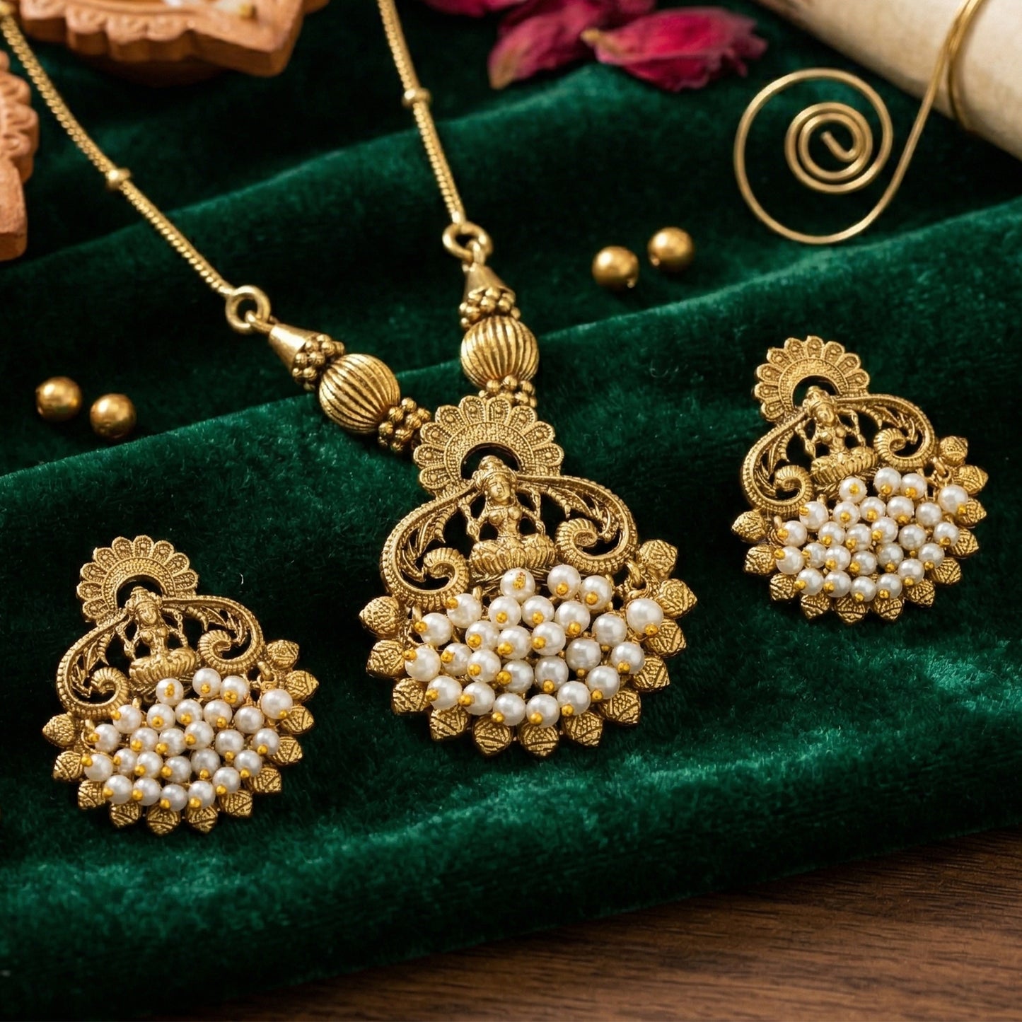 Yellow Chimes gold plated pearl jewellery - wedding attire enhancement