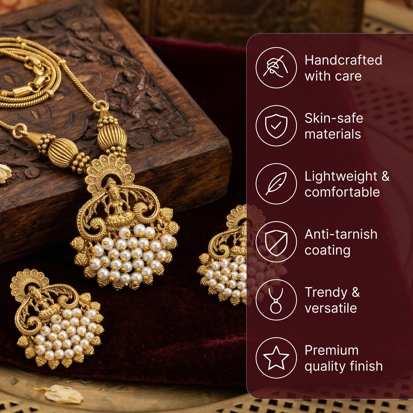 Yellow Chimes goddess motif necklace - festive celebrations