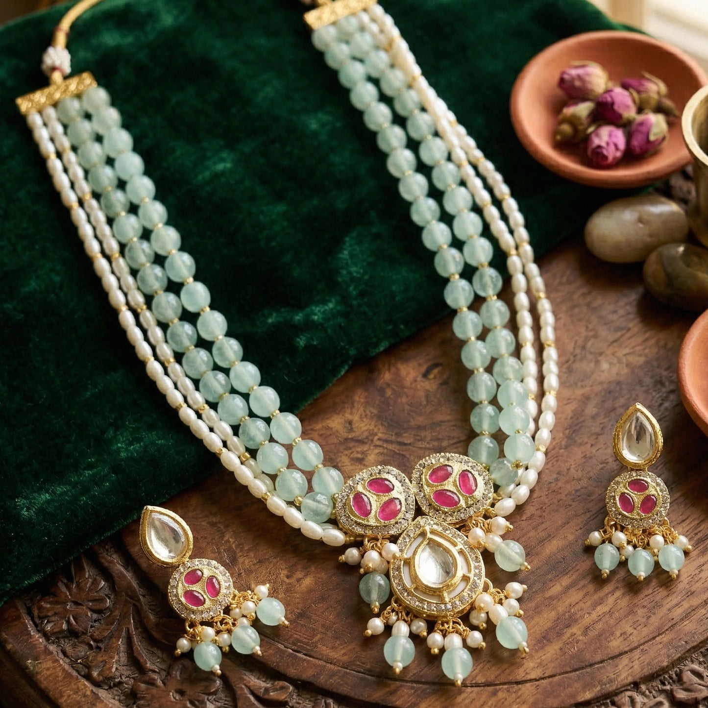 Yellow Chimes gold plated necklace - traditional ethnic style