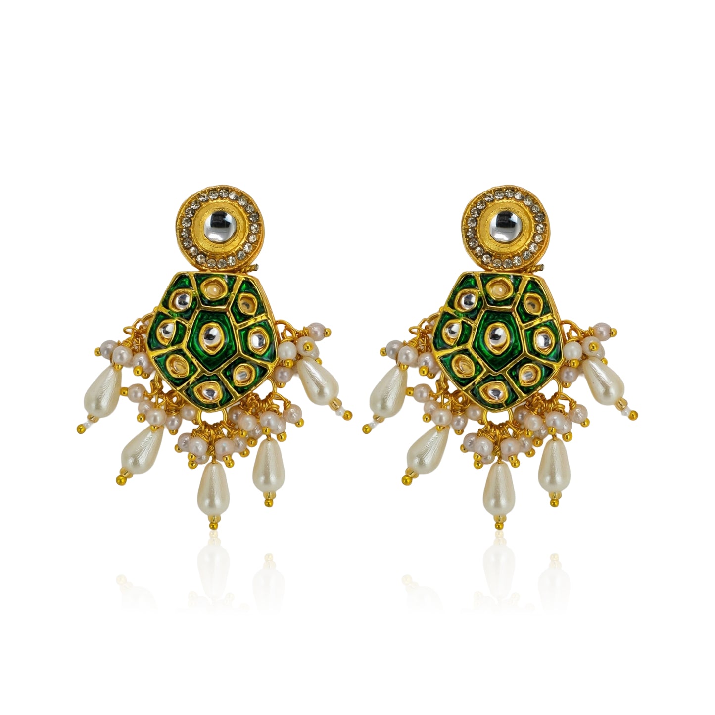Yellow Chimes chandbali earrings - bridal outfit accessory